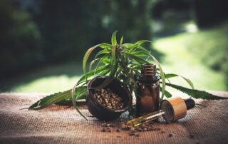 CBD oil in a small flask