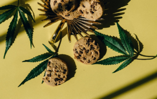 marijuana cookies with cannabis leaves